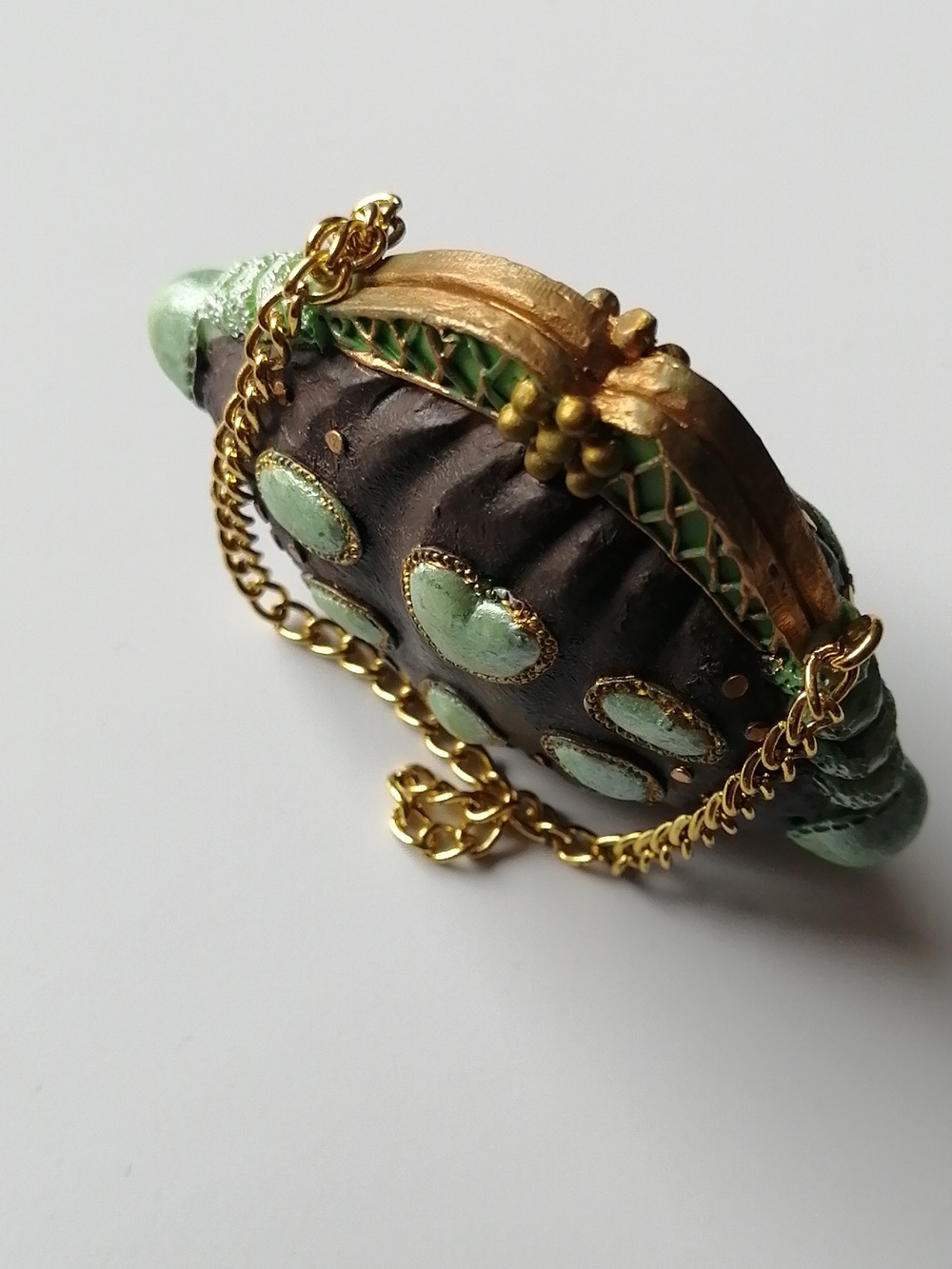 2/$20🔹Vintage Miniature Purse Ceramic Resin Figurine Brown Mint Turquoise - Picture 7 of 10
